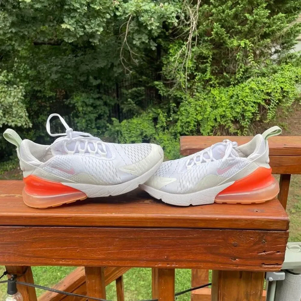 Nike Air Max 270 Youth 5.5 White Orange Running Sneakers